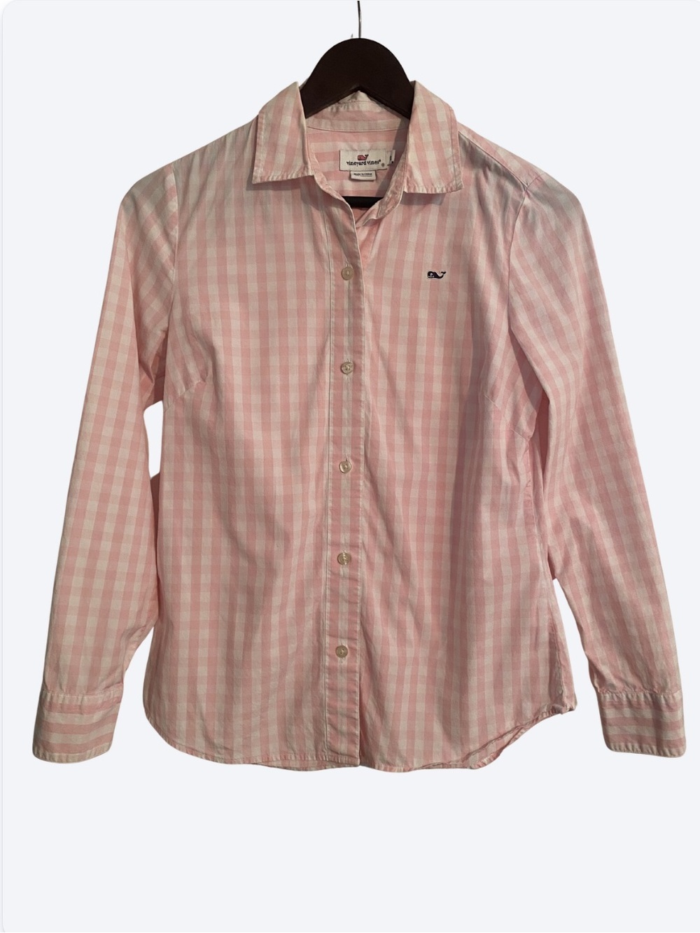 Vineyard Vines Women's Size 0 Pink Gingham Plaid Button Up Shirt